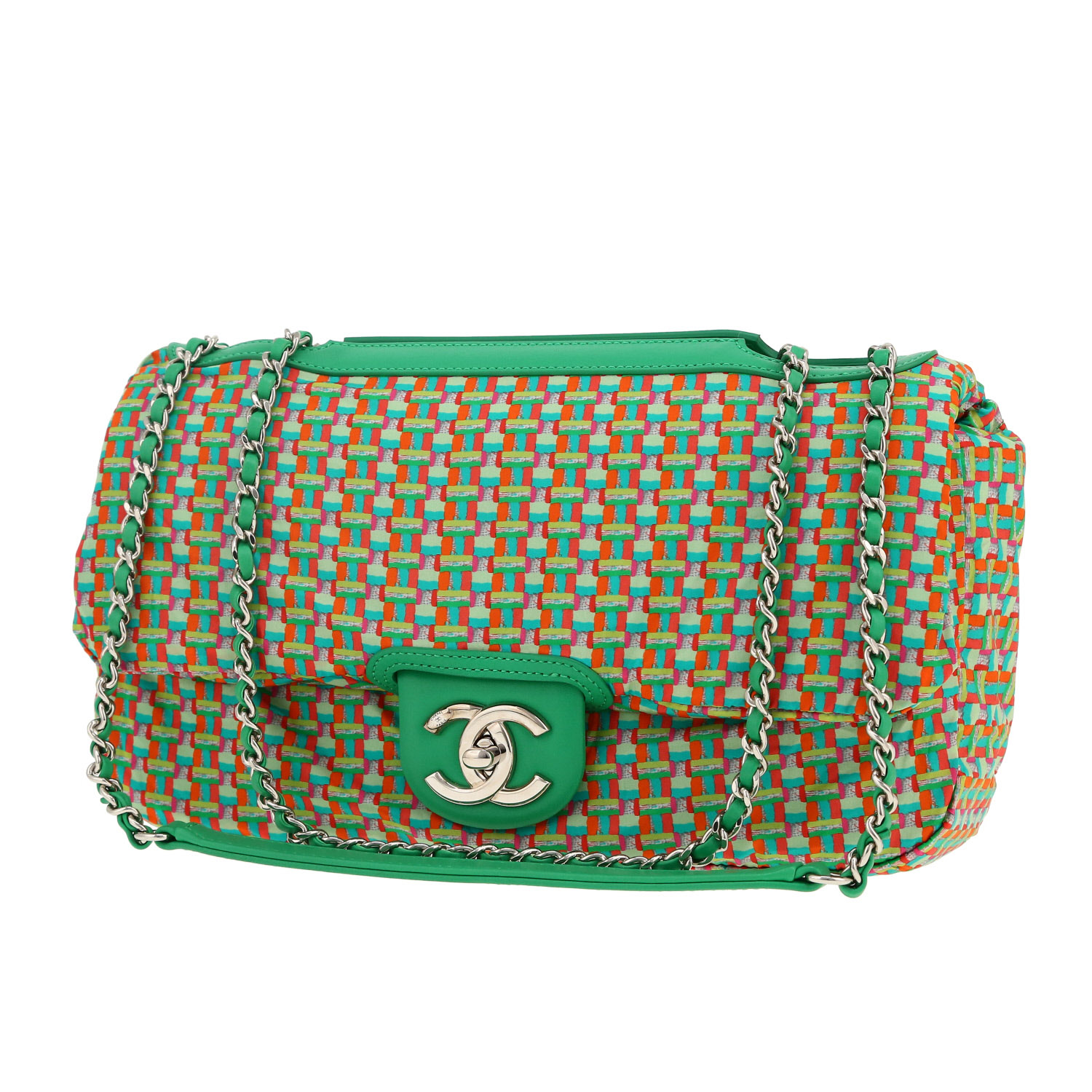Borsa Chanel  Timeless in tela trapuntata verde - Detail D4