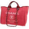 Chanel  Deauville shopping bag  in pink canvas  and burgundy leather - 00pp thumbnail