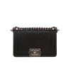 Chanel  Boy small model  shoulder bag  in black quilted grained leather - 360 thumbnail