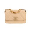 Chanel  19 shoulder bag  in beige quilted leather - 360 thumbnail