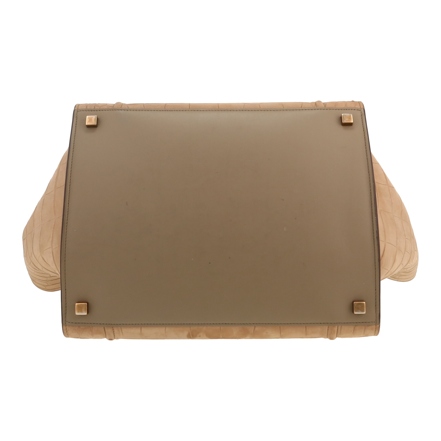 Sac à main Celine  Phantom en cuir taupe et suédine marron - Detail D1