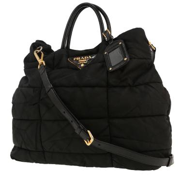 Sac à main Prada   en toile noire et cuir noir