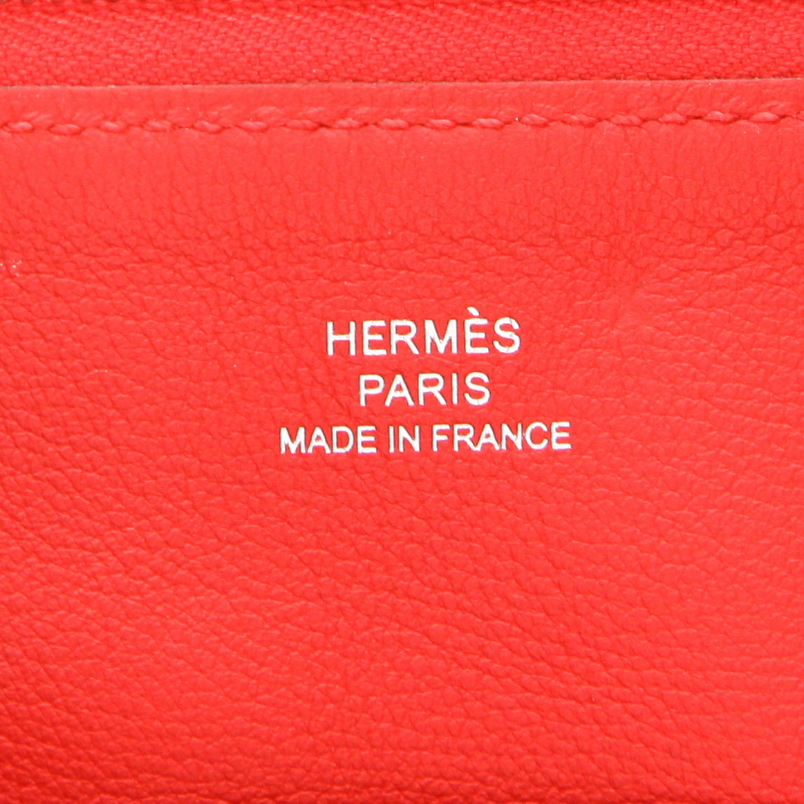 Pochette Hermès   en cuir Swift rouge et rose - Detail D2