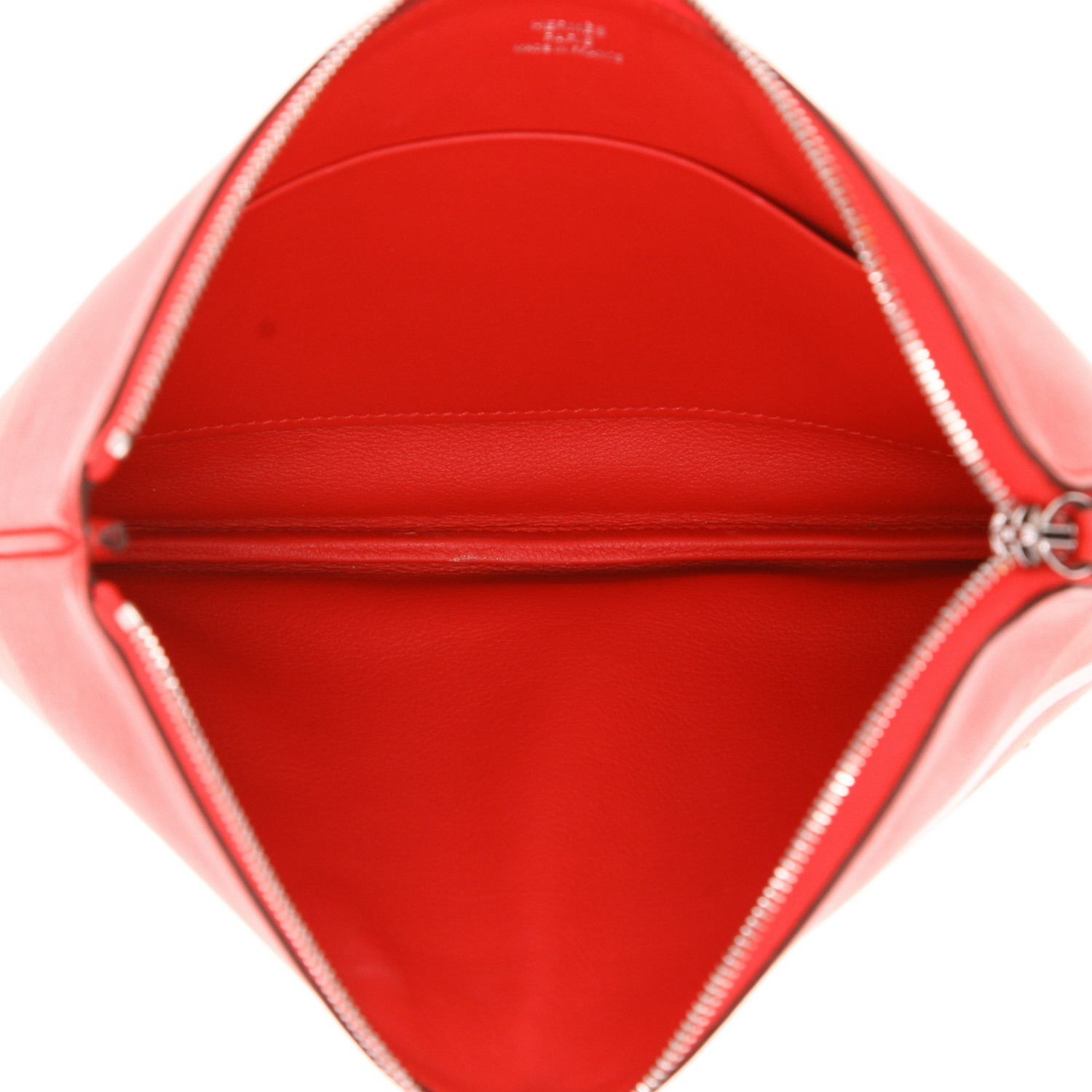 Pochette Hermès   en cuir Swift rouge et rose - Detail D3