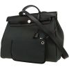 Hermès  Herbag bag worn on the shoulder or carried in the hand  in black canvas  and black leather - 00pp thumbnail