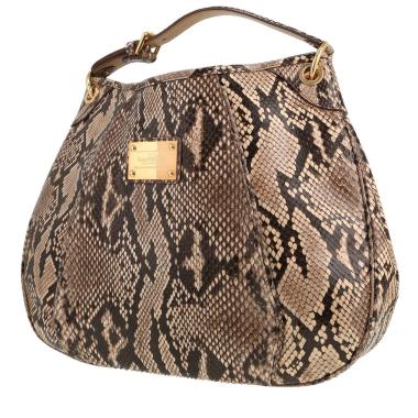 Bolso de mano Louis Vuitton  Galliera modelo grande  en piel de pitón beige y negra