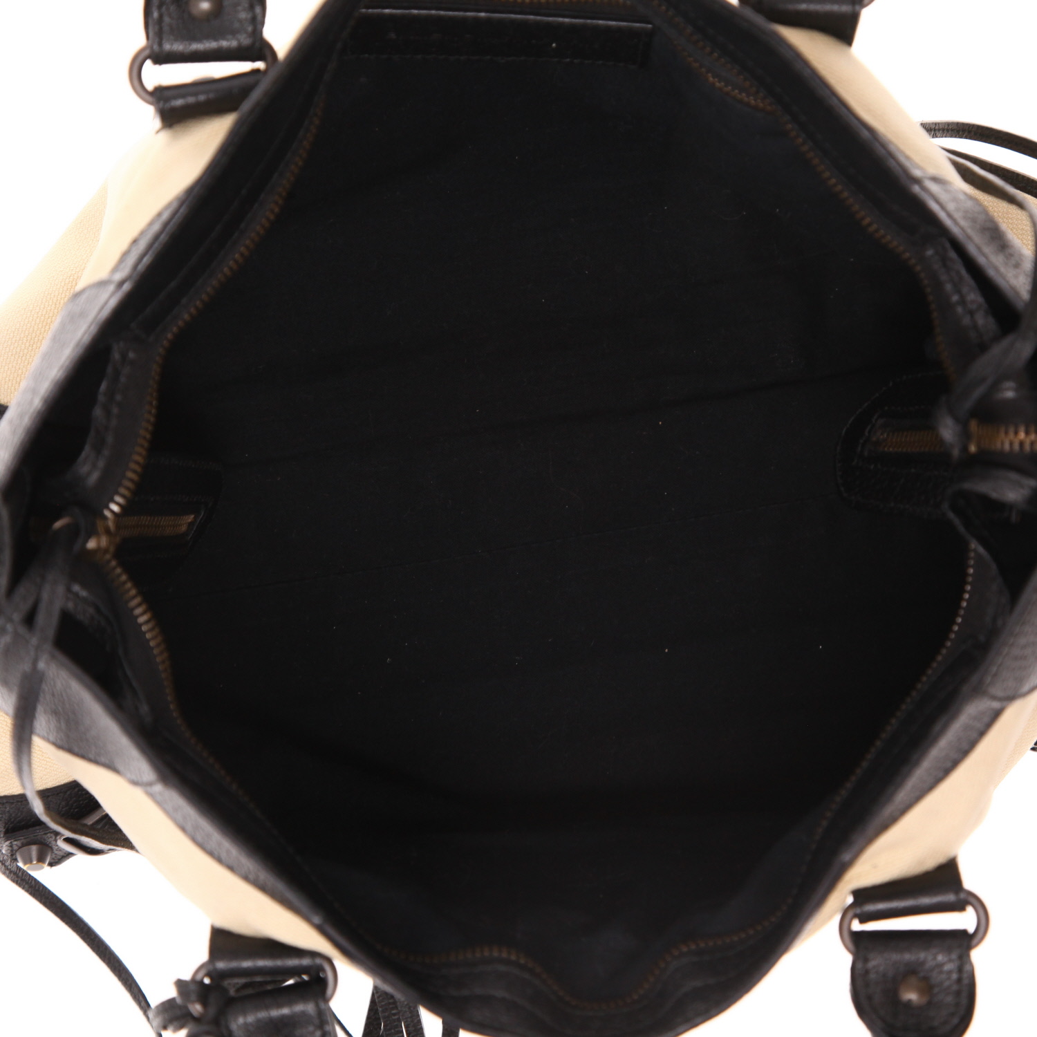 Borsa Balenciaga  City in tela e beige e pelle nera - Detail D3