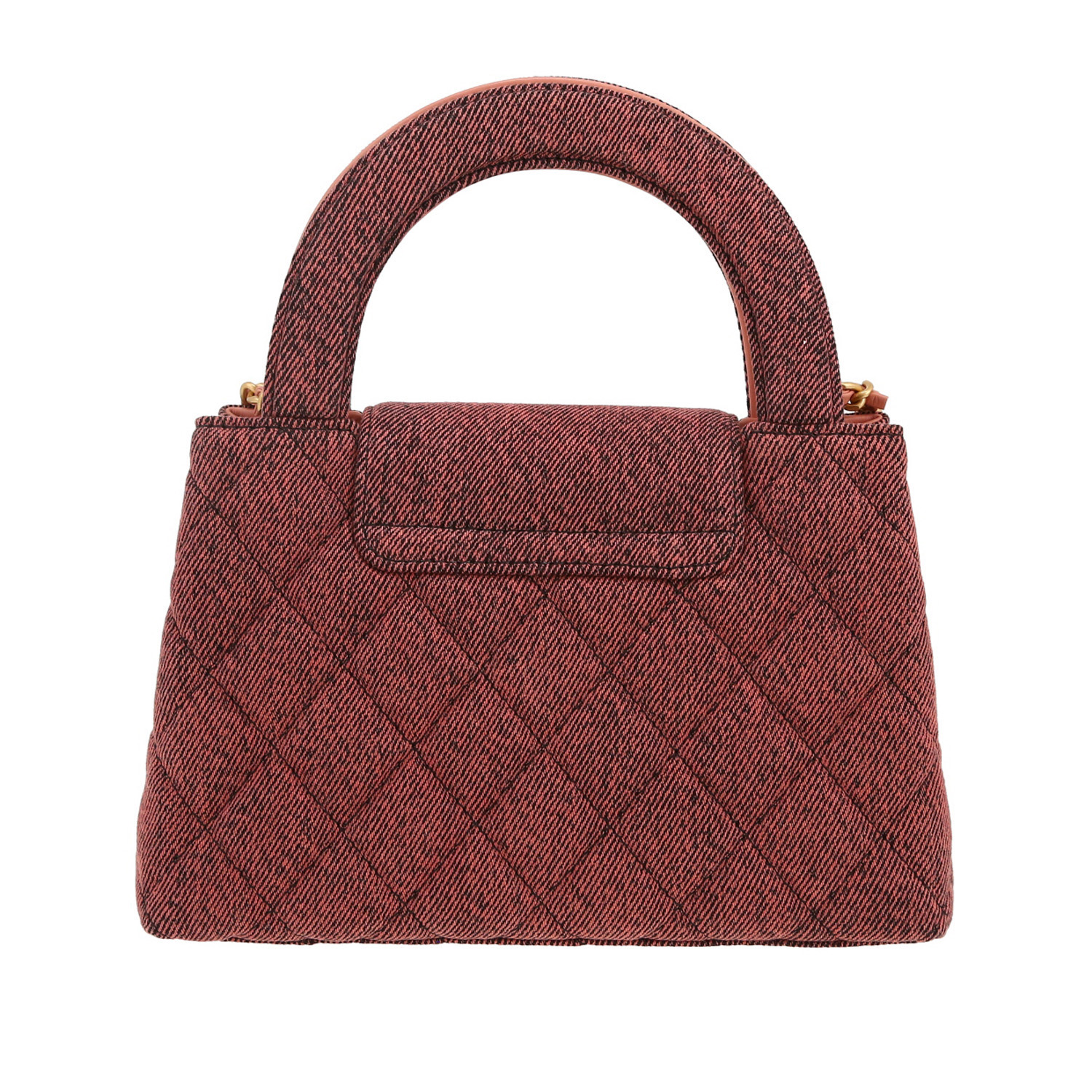 Bolso de mano Chanel  Mini Shopping en lona denim rosa - Detail D4