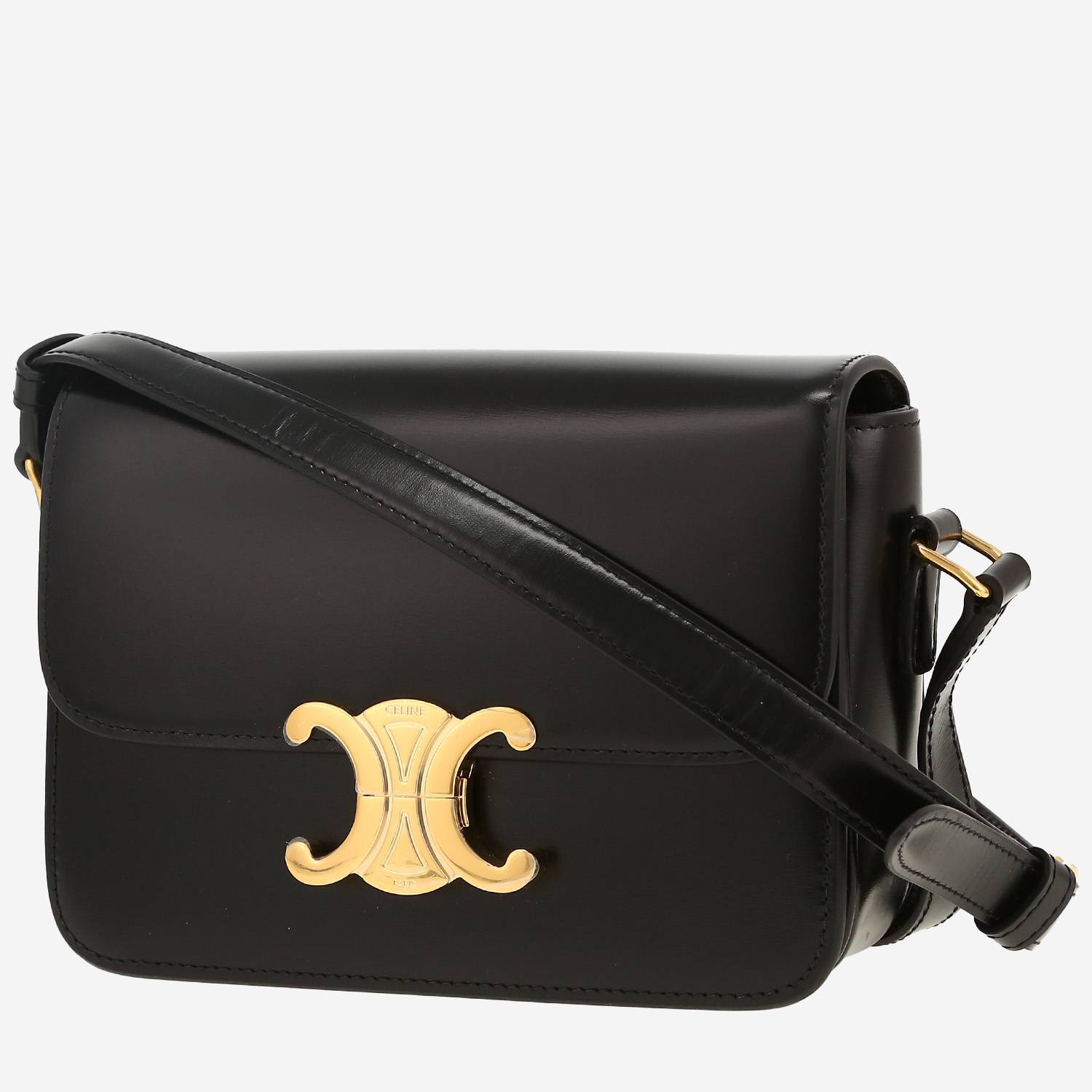 Sac bandoulière Celine  Triomphe Teen en cuir noir