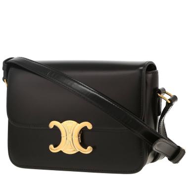 Celine  Triomphe Teen shoulder bag  in black leather