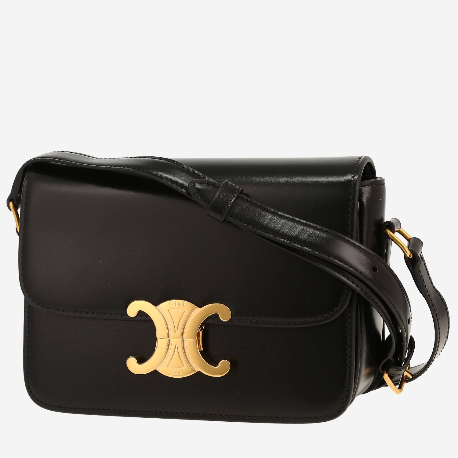 Celine  Triomphe Teen shoulder bag  in black leather