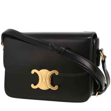 Celine  Triomphe Teen shoulder bag  in black leather
