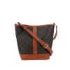 Celine  Seau small model  shoulder bag  in brown "Triomphe" canvas  and brown leather - 360 thumbnail