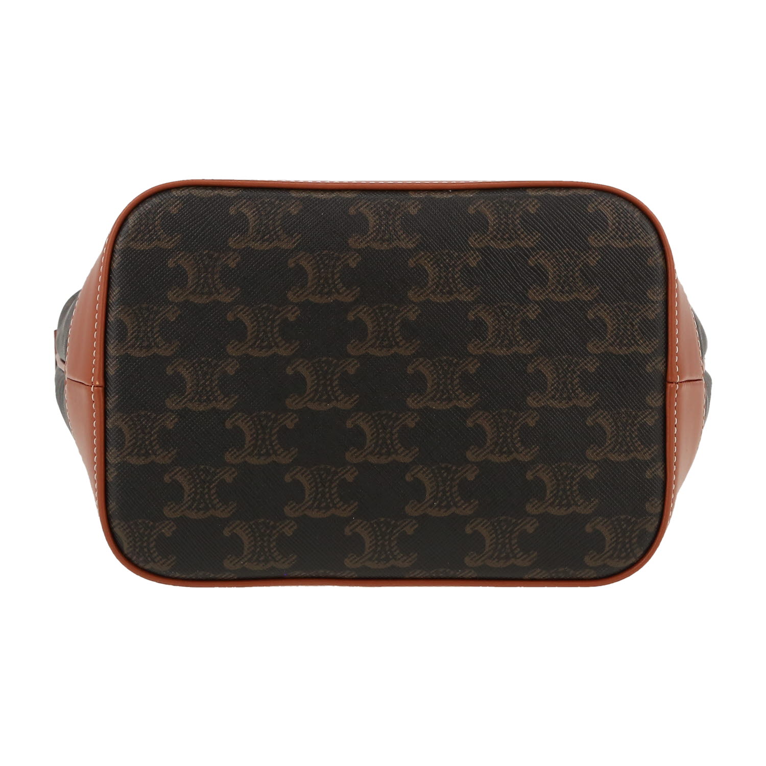 Sac bandoulière Celine  Seau petit modèle  en toile Triomphe marron et cuir marron - Detail D1