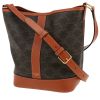 Celine  Seau small model  shoulder bag  in brown "Triomphe" canvas  and brown leather - 00pp thumbnail