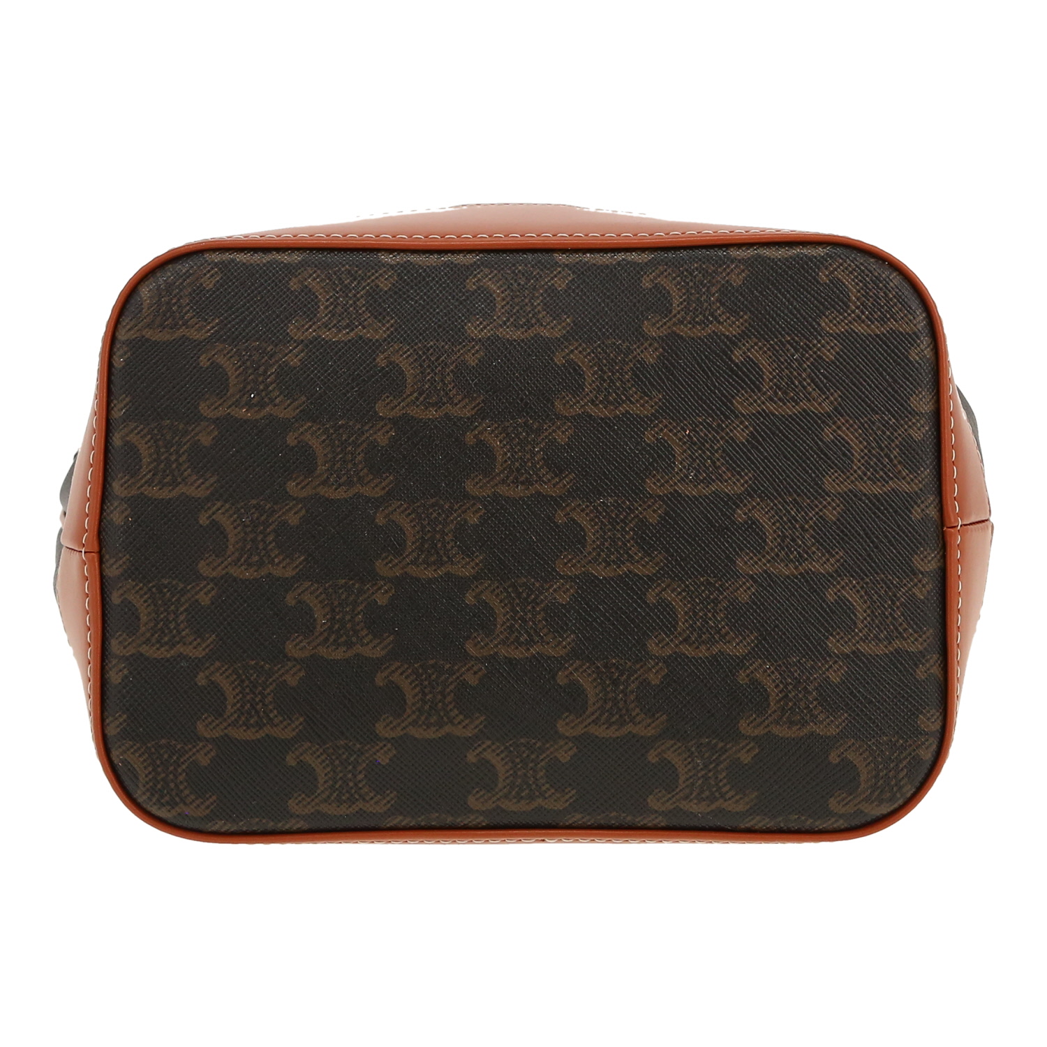 Borsa a tracolla Celine  Seau modello piccolo  in tela "Triomphe" marrone e pelle marrone - Detail D1