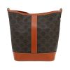 Celine  Seau small model  shoulder bag  in brown "Triomphe" canvas  and brown leather - Detail D4 thumbnail