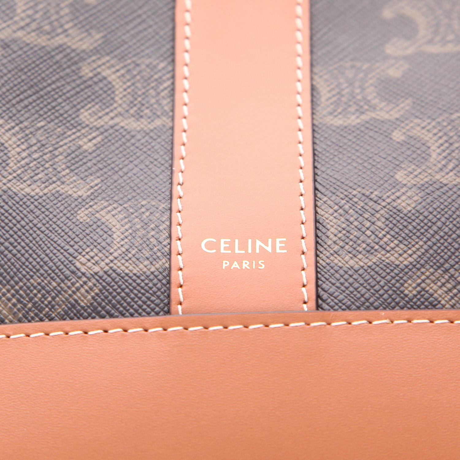 Borsa a tracolla Celine  Seau modello piccolo  in tela "Triomphe" marrone e pelle marrone - Detail D2