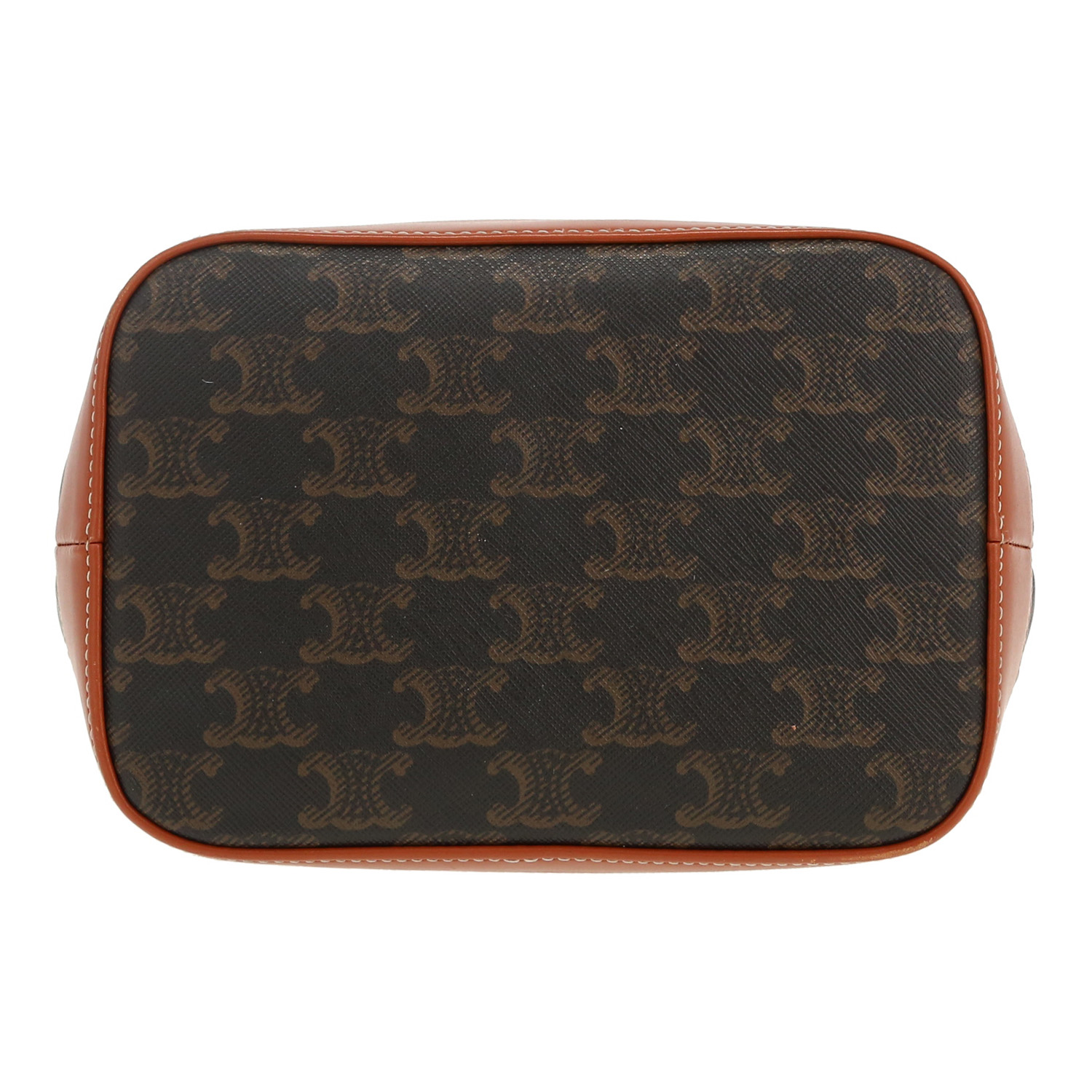 Borsa a tracolla Celine  Seau modello piccolo  in tela "Triomphe" marrone e pelle marrone - Detail D1