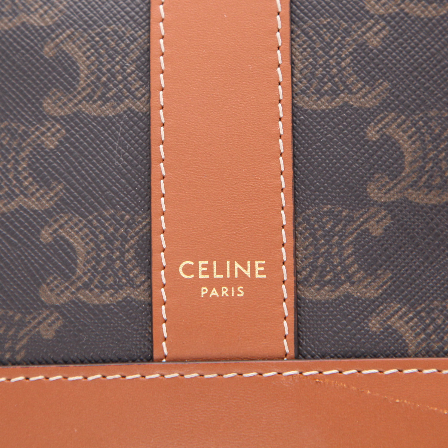 Sac bandoulière Celine  Seau petit modèle  en toile Triomphe marron et cuir marron - Detail D2