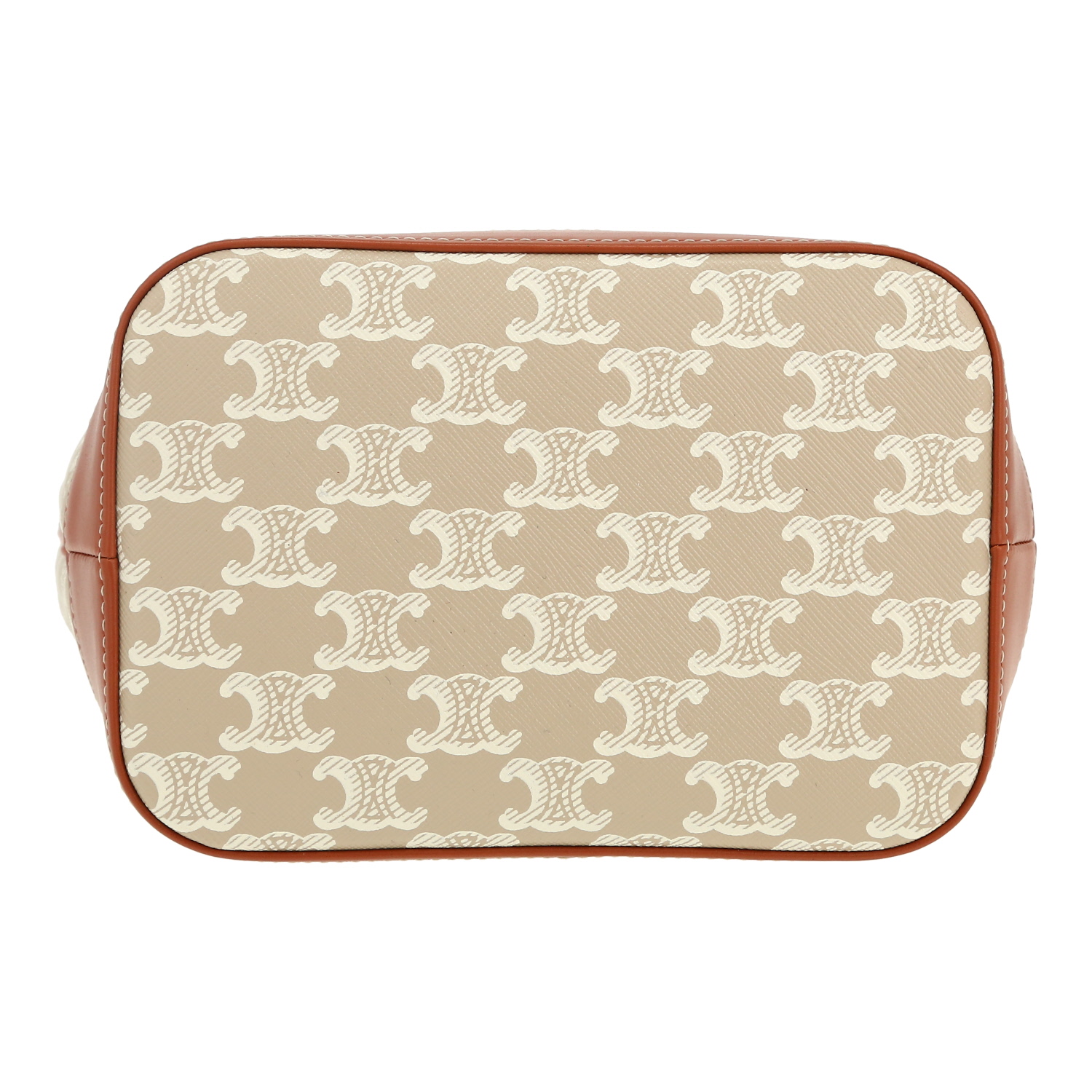 Borsa a tracolla Celine  Seau modello piccolo  in tela "Triomphe" beige e pelle marrone - Detail D1