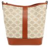 Borsa a tracolla Celine  Seau modello piccolo  in tela "Triomphe" beige e pelle marrone - Detail D4 thumbnail