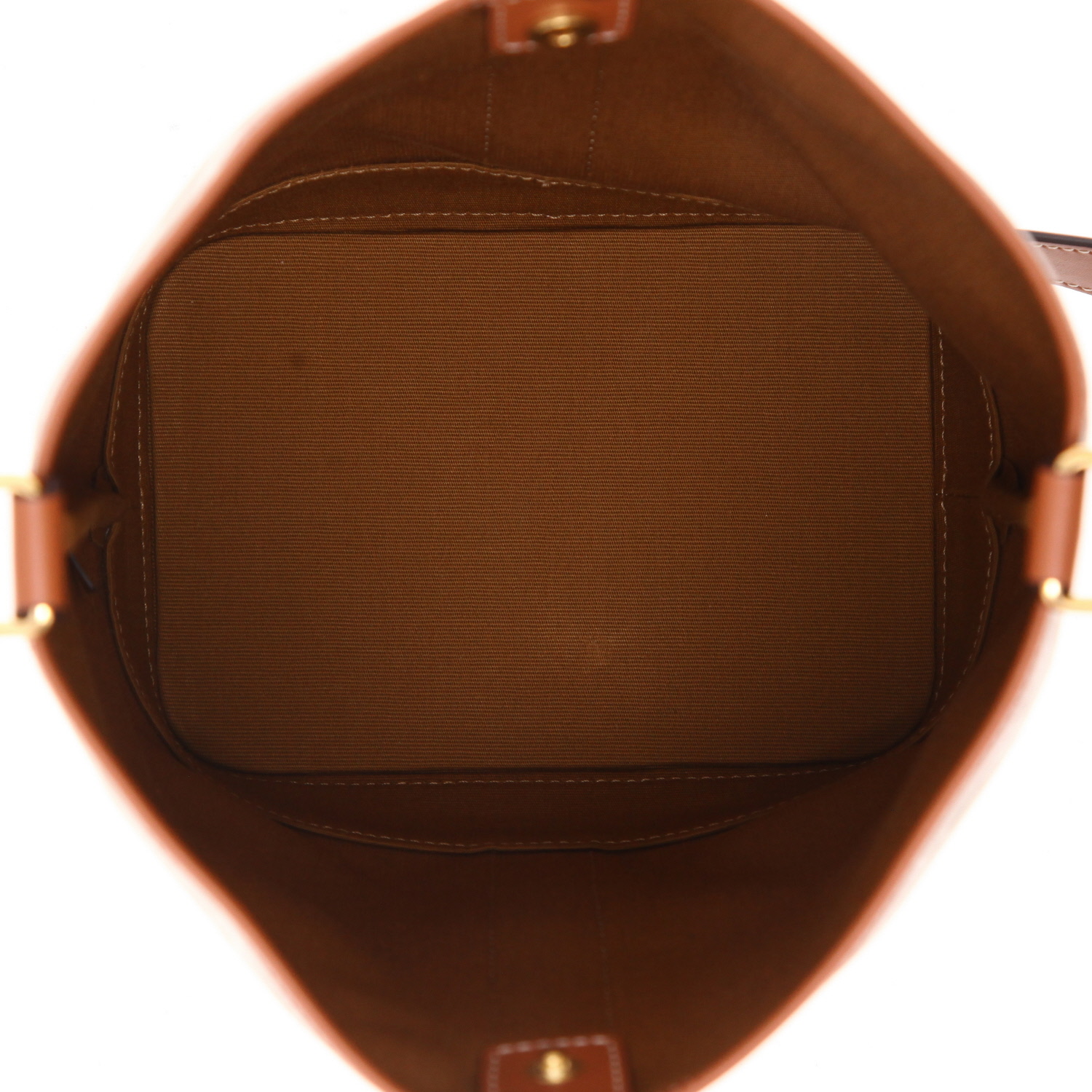 Sac bandoulière Celine  Seau petit modèle  en toile Triomphe beige et cuir marron - Detail D3