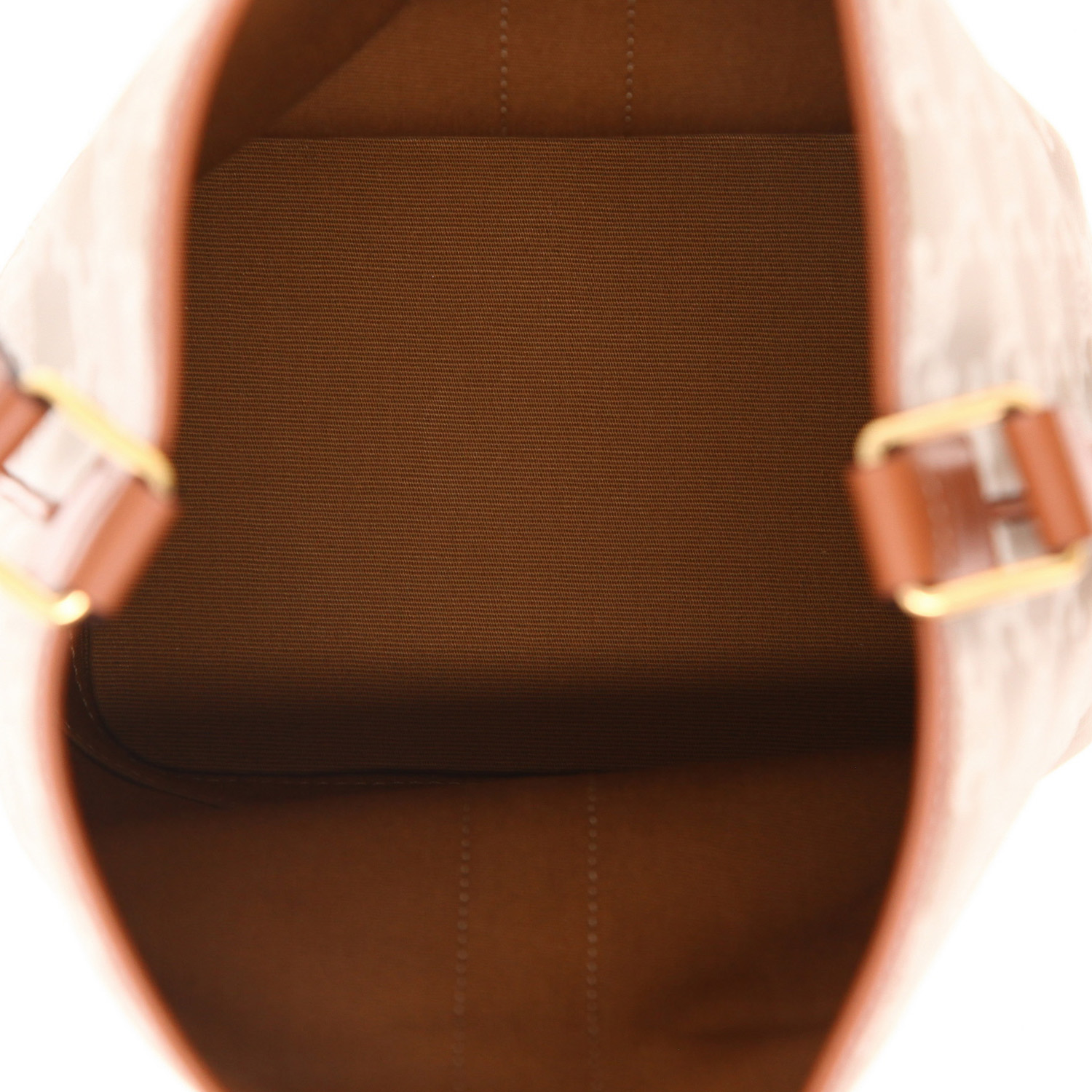 Sac bandoulière Celine  Seau petit modèle  en toile Triomphe beige et cuir marron - Detail D3