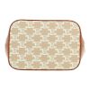 Borsa a tracolla Celine  Seau modello piccolo  in tela "Triomphe" beige e pelle marrone - Detail D1 thumbnail