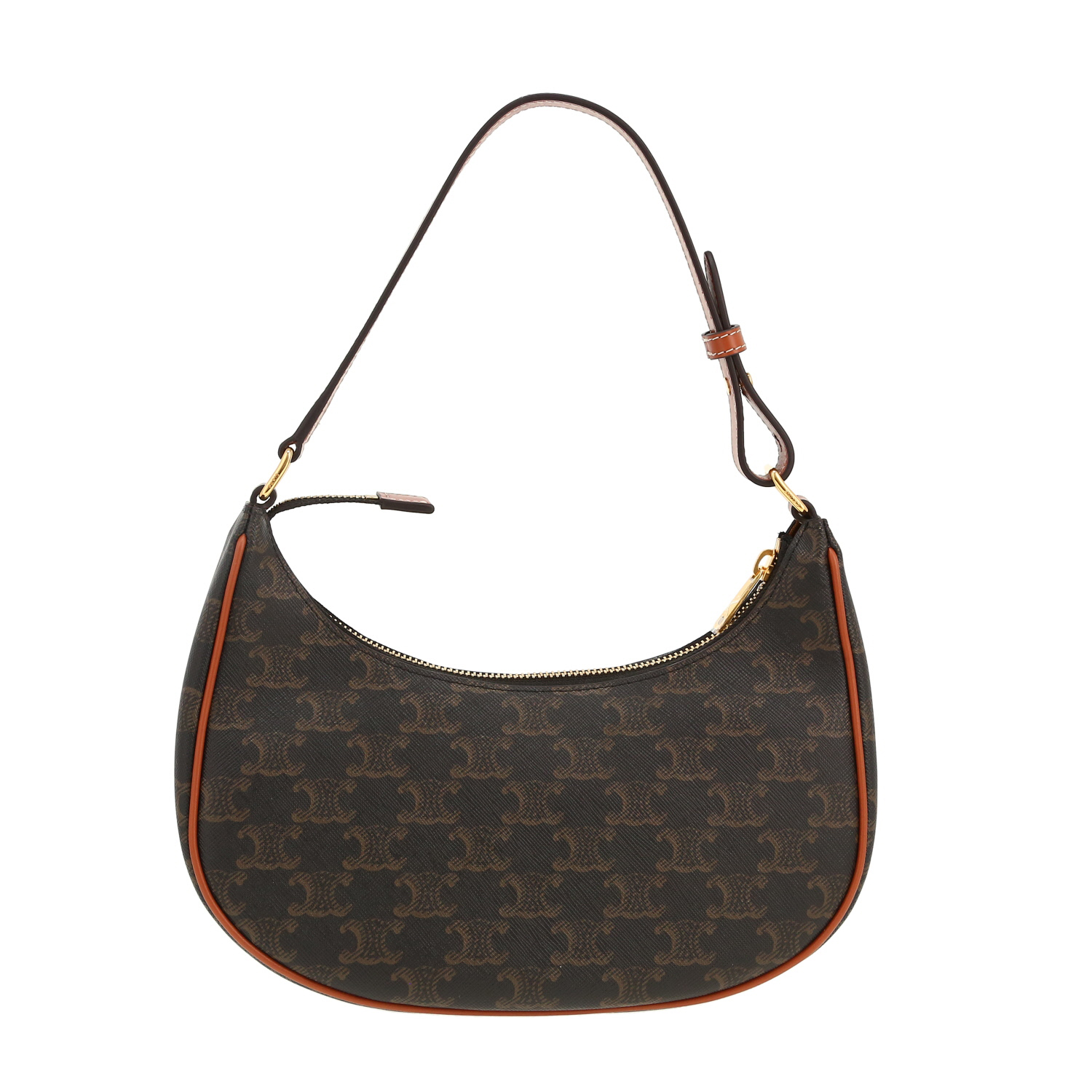 Bolso de mano Celine  Ava modelo mediano  en tejido "Triomphe" y cuero marrón - Detail D4