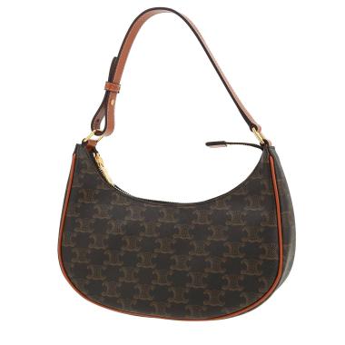 Borsa Celine  Ava modello medio  in tela "Triomphe" e pelle marrone