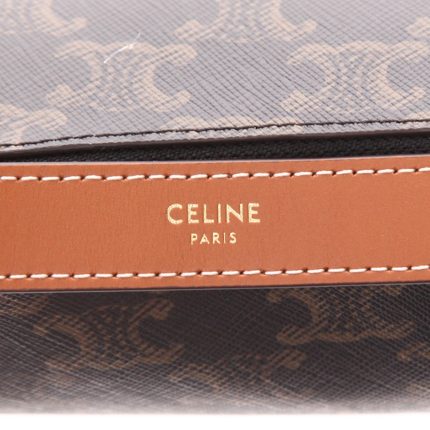 Sac à main Celine  Ava moyen modèle  en toile Triomphe et cuir marron - Detail D2