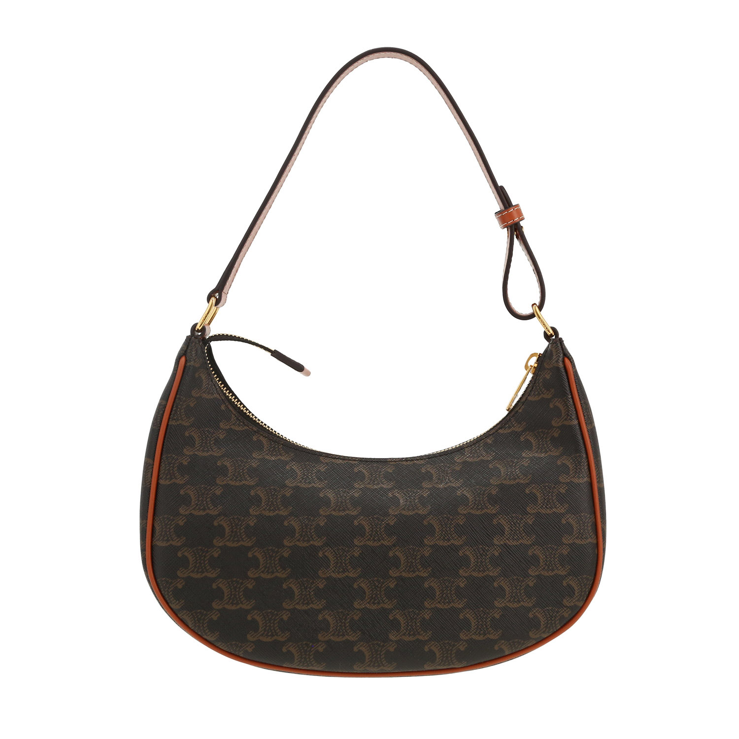 Sac à main Celine  Ava moyen modèle  en toile Triomphe et cuir marron - Detail D4