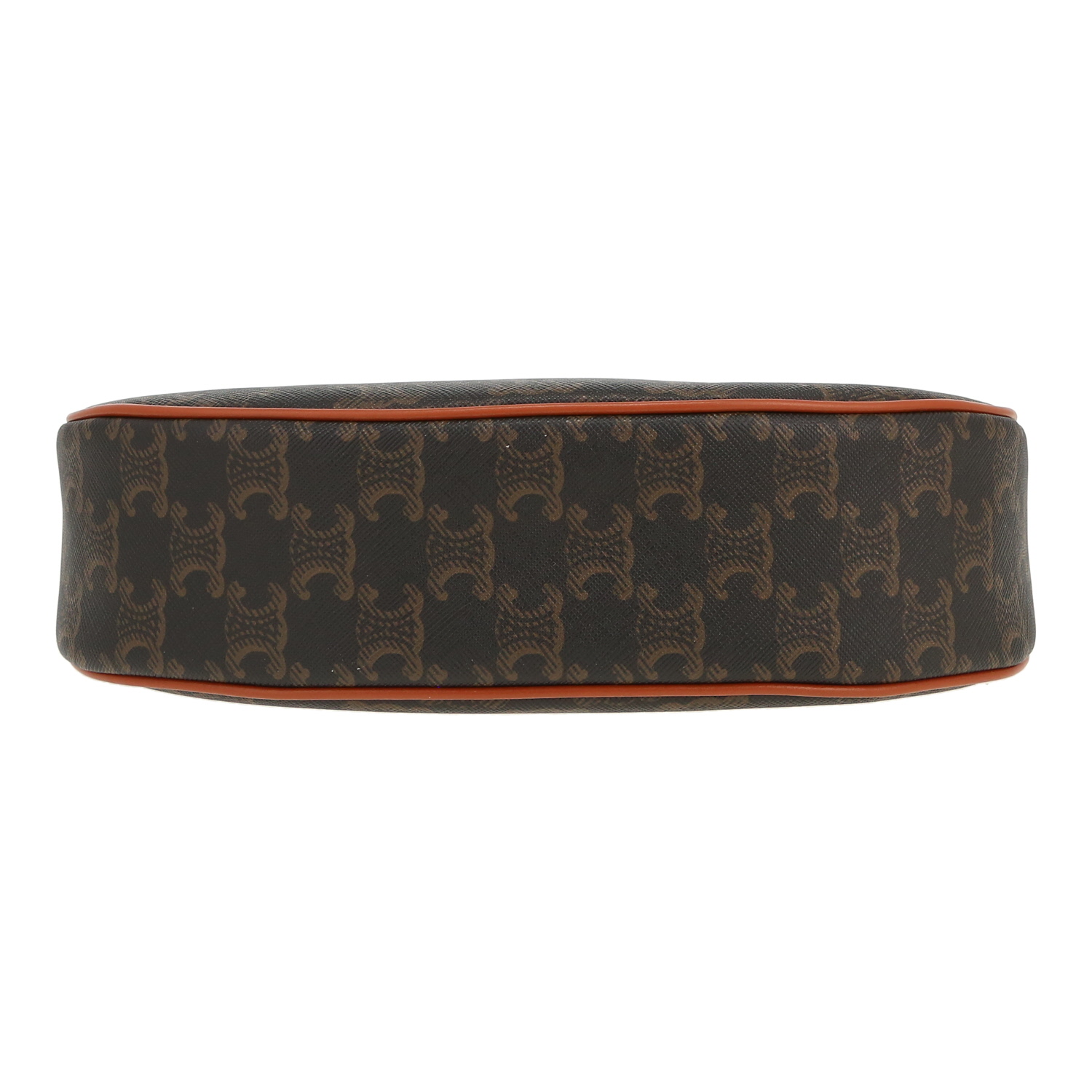 Bolso de mano Celine  Ava modelo mediano  en tejido "Triomphe" beige y cuero marrón - Detail D1