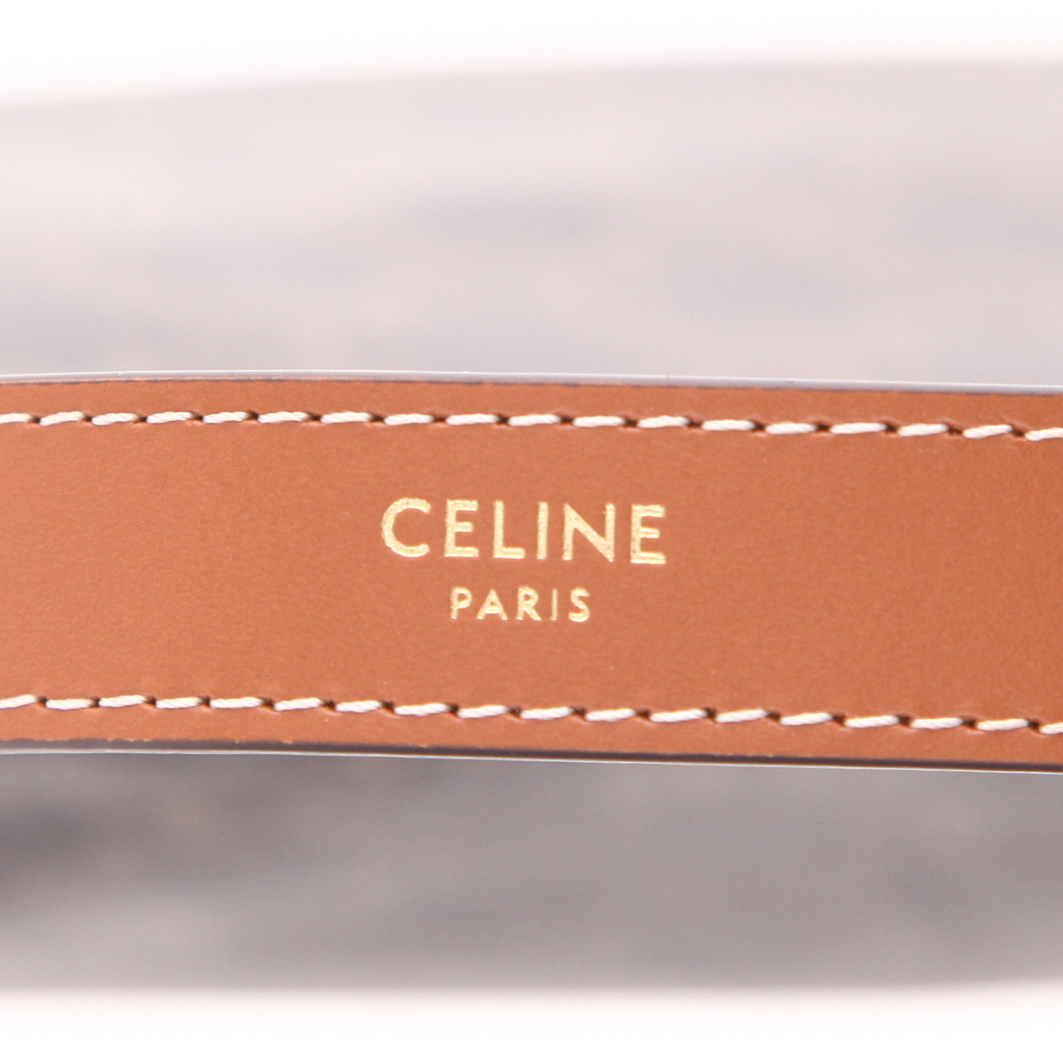 Celine  Ava medium model  handbag  in beige "Triomphe" canvas  and brown leather - Detail D2