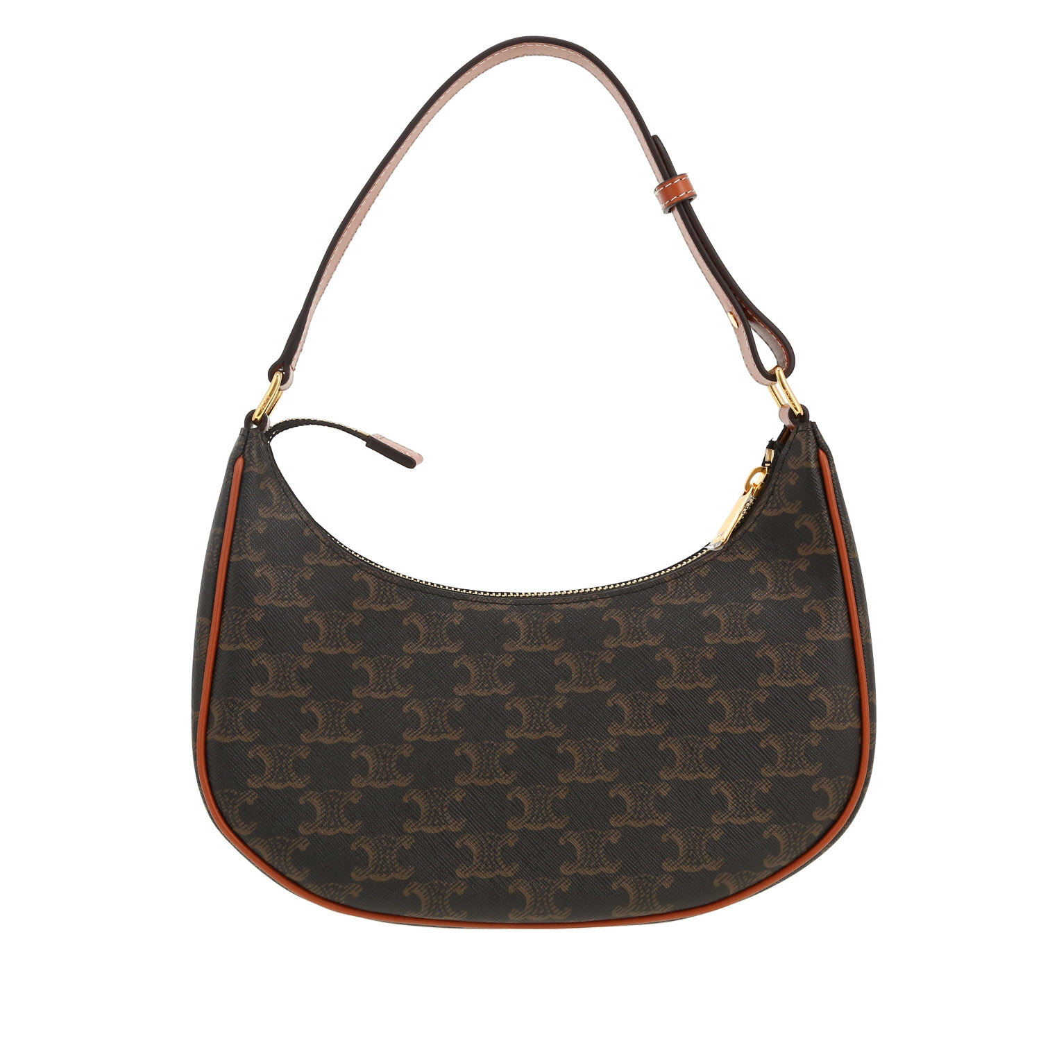 Borsa Celine  Ava modello medio  in tela "Triomphe" beige e pelle marrone - Detail D4