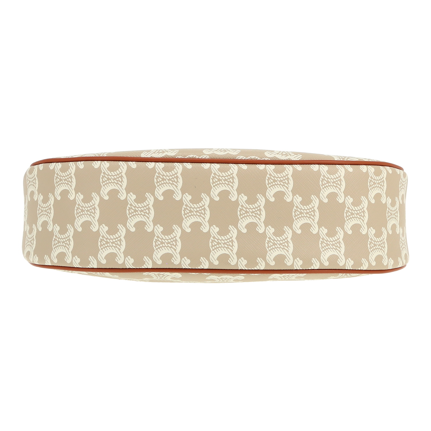 Celine  Ava medium model  handbag  in beige "Triomphe" canvas  and brown leather - Detail D1