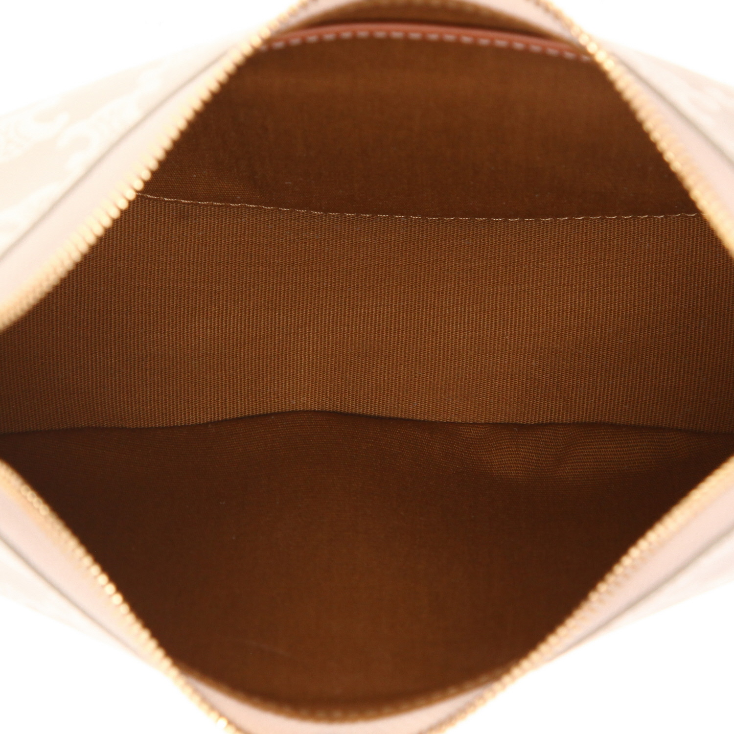 Bolso de mano Celine  Ava modelo mediano  en tejido "Triomphe" beige y cuero marrón - Detail D3