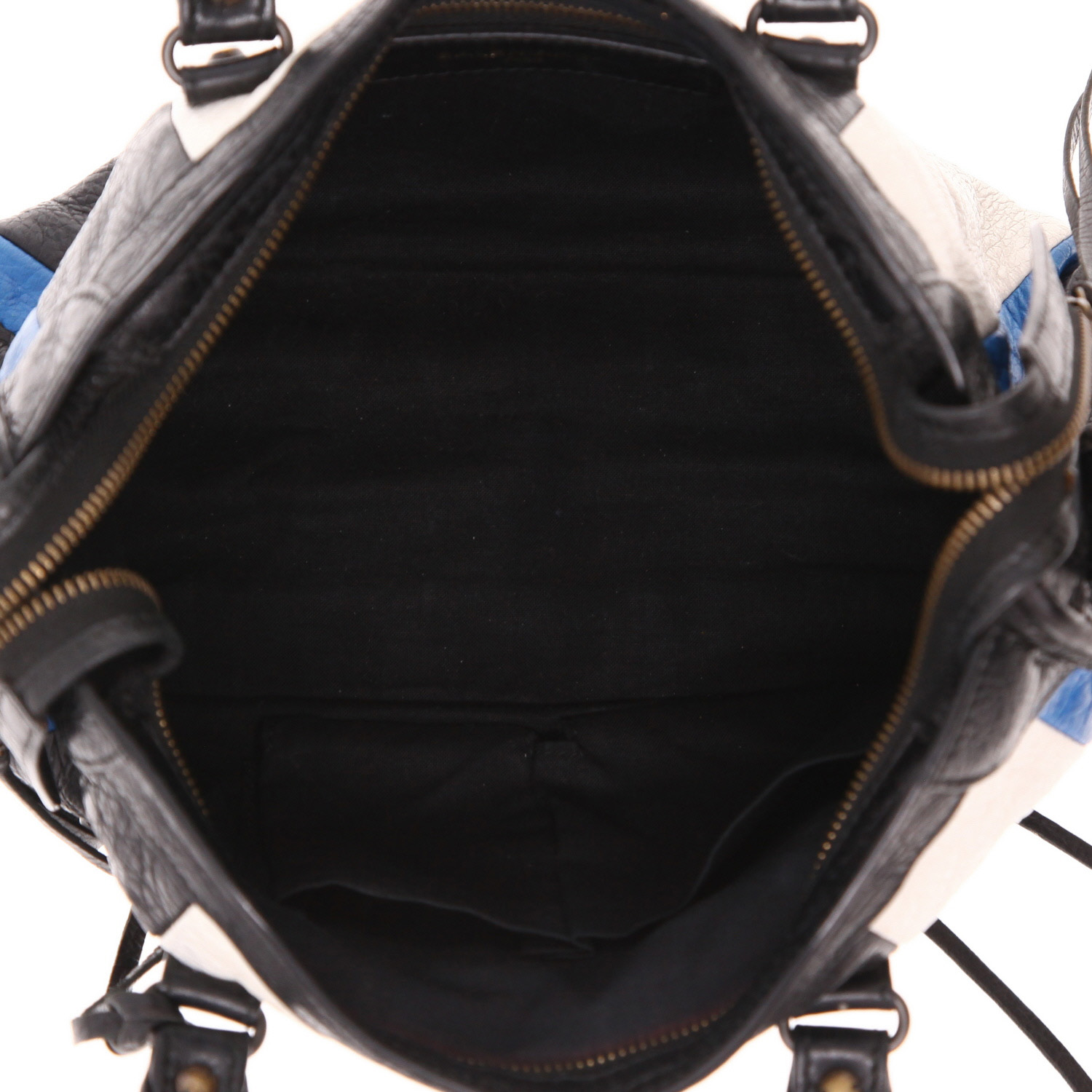 Sac à main Balenciaga  City en cuir noir bleu et blanc - Detail D3