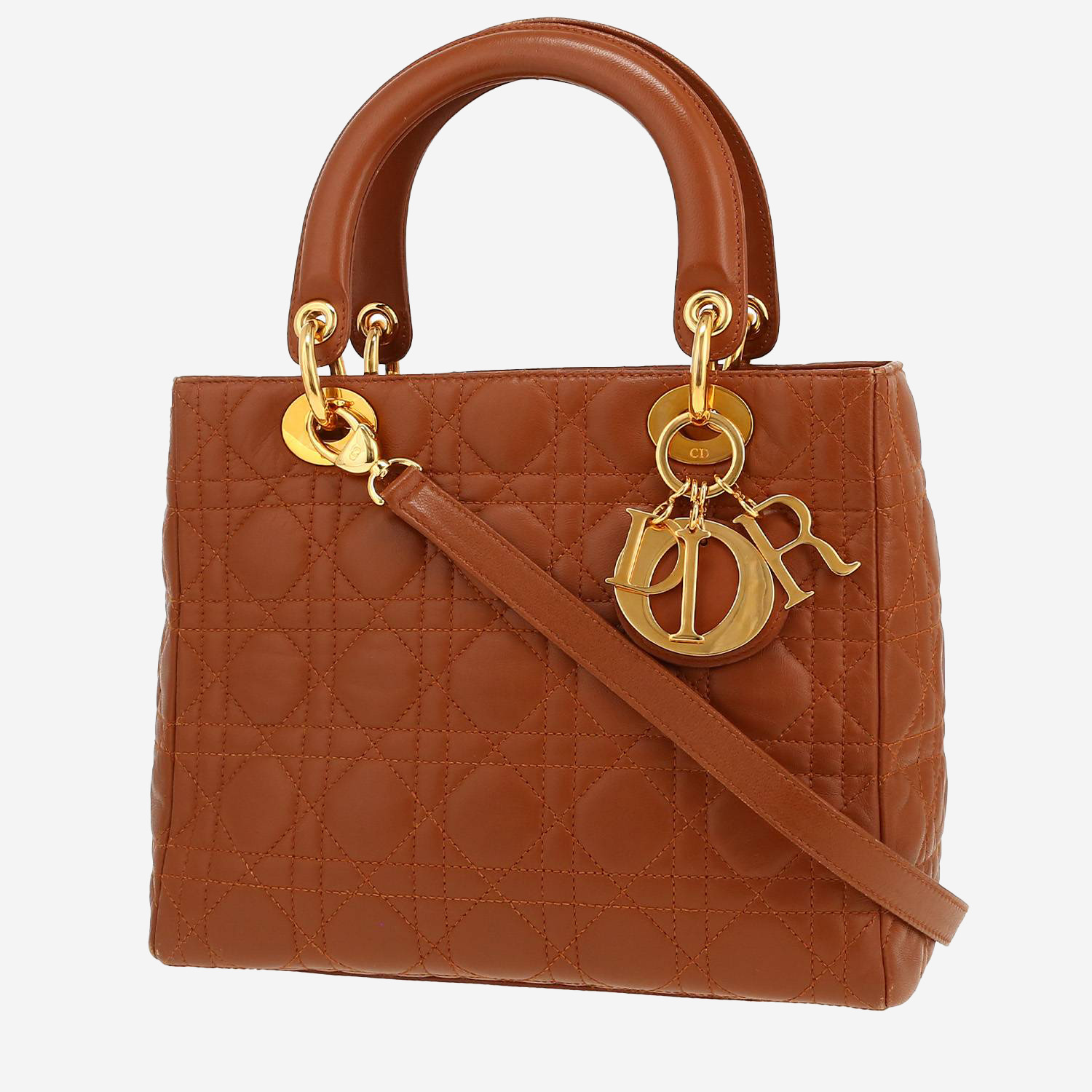 Dior Lady Dior handbag in brown leather cannage