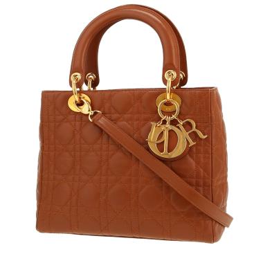 Dior  Lady Dior handbag  in brown leather cannage