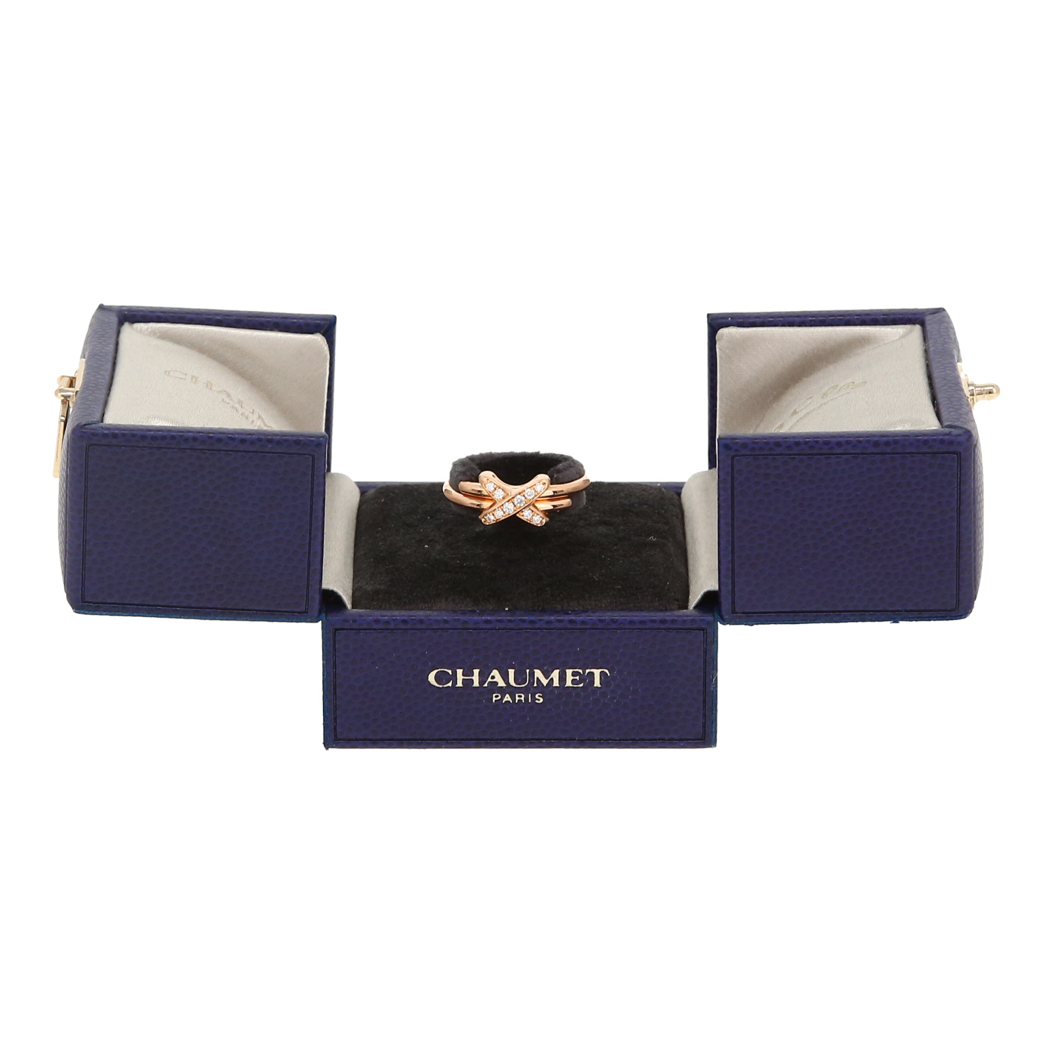 Bague Chaumet Jeux de Liens moyen modèle en or rose et diamants - Detail D2