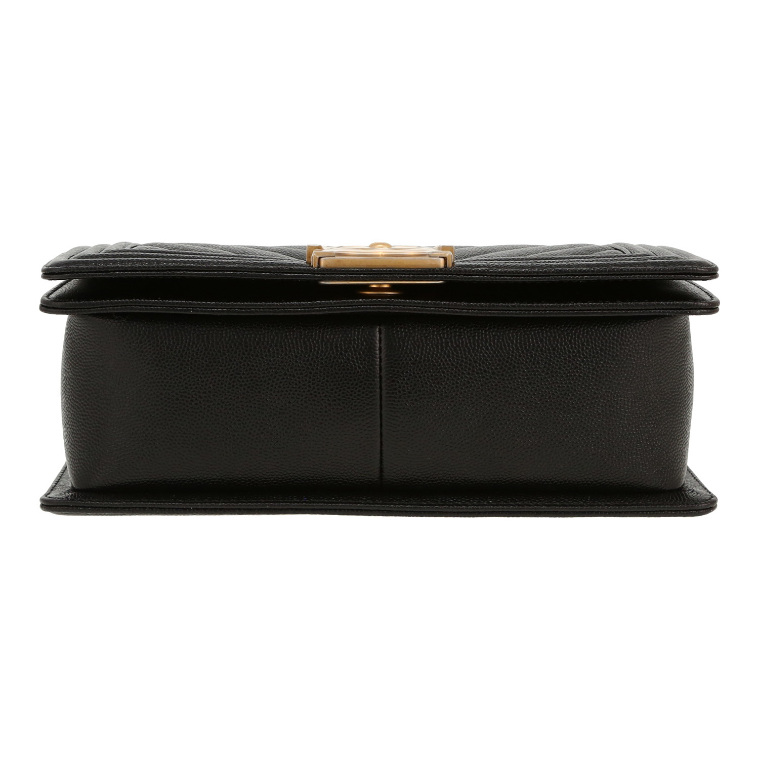 Sac bandoulière Chanel  Boy en cuir grainé matelassé noir - Detail D1