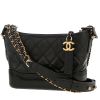 Sac bandoulière Chanel  Gabrielle  petit modèle  en cuir matelassé noir et cuir verni noir - 00pp thumbnail