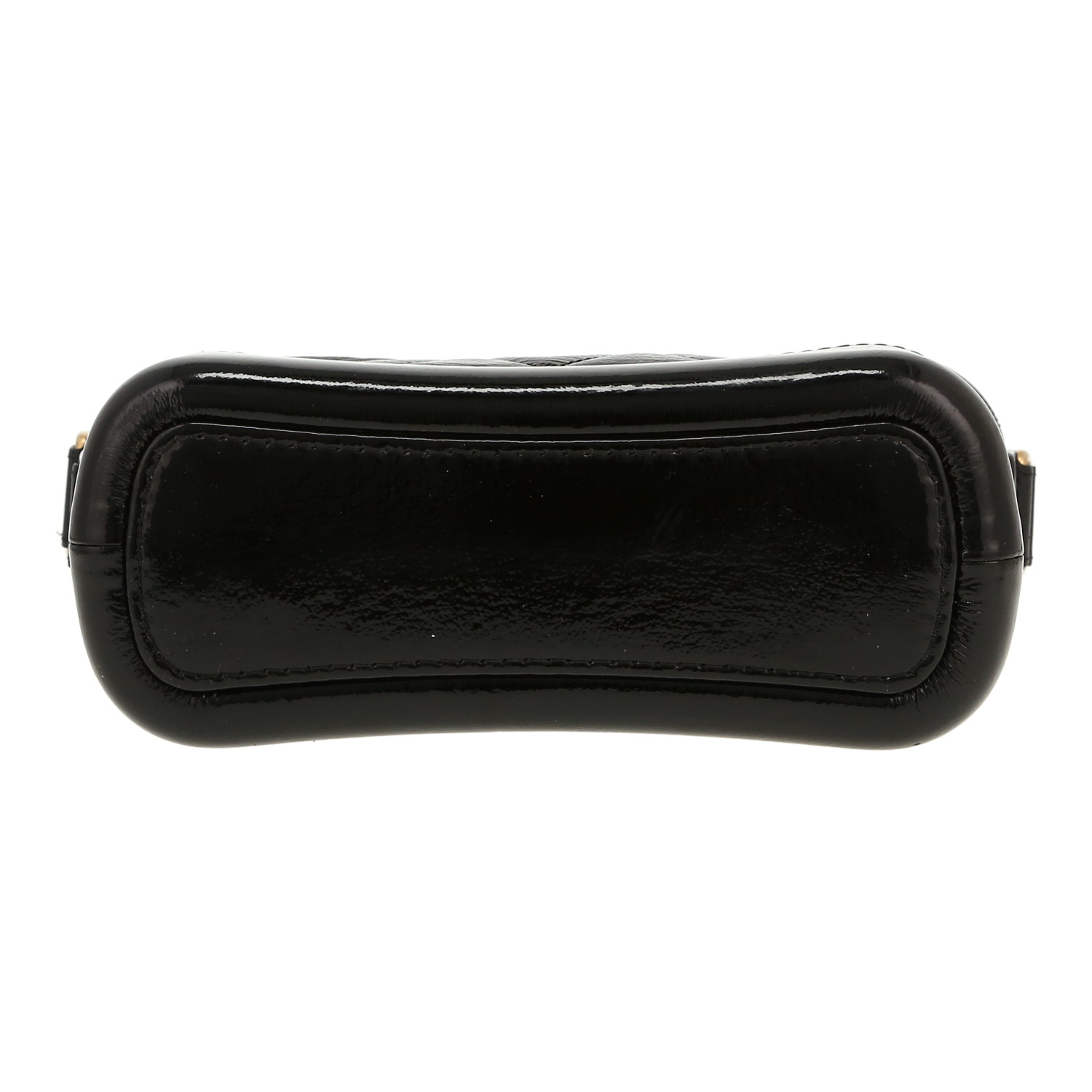 Chanel  Gabrielle  small model  shoulder bag  in black quilted leather  and black patent leather - Detail D1