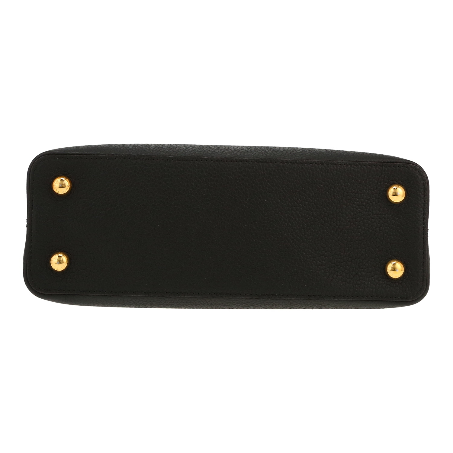 Sac à main Louis Vuitton  Capucines MM en cuir taurillon clémence noir et jonc rose - Detail D1