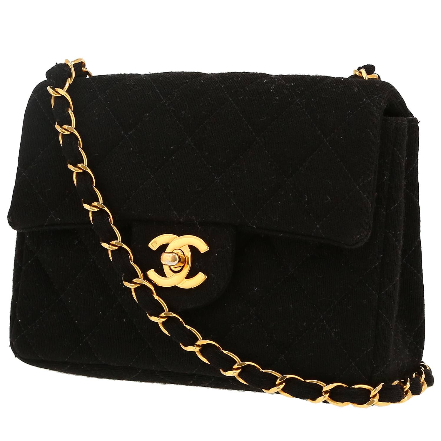 Chanel Timeless Mini shoulder bag in black quilted canvas