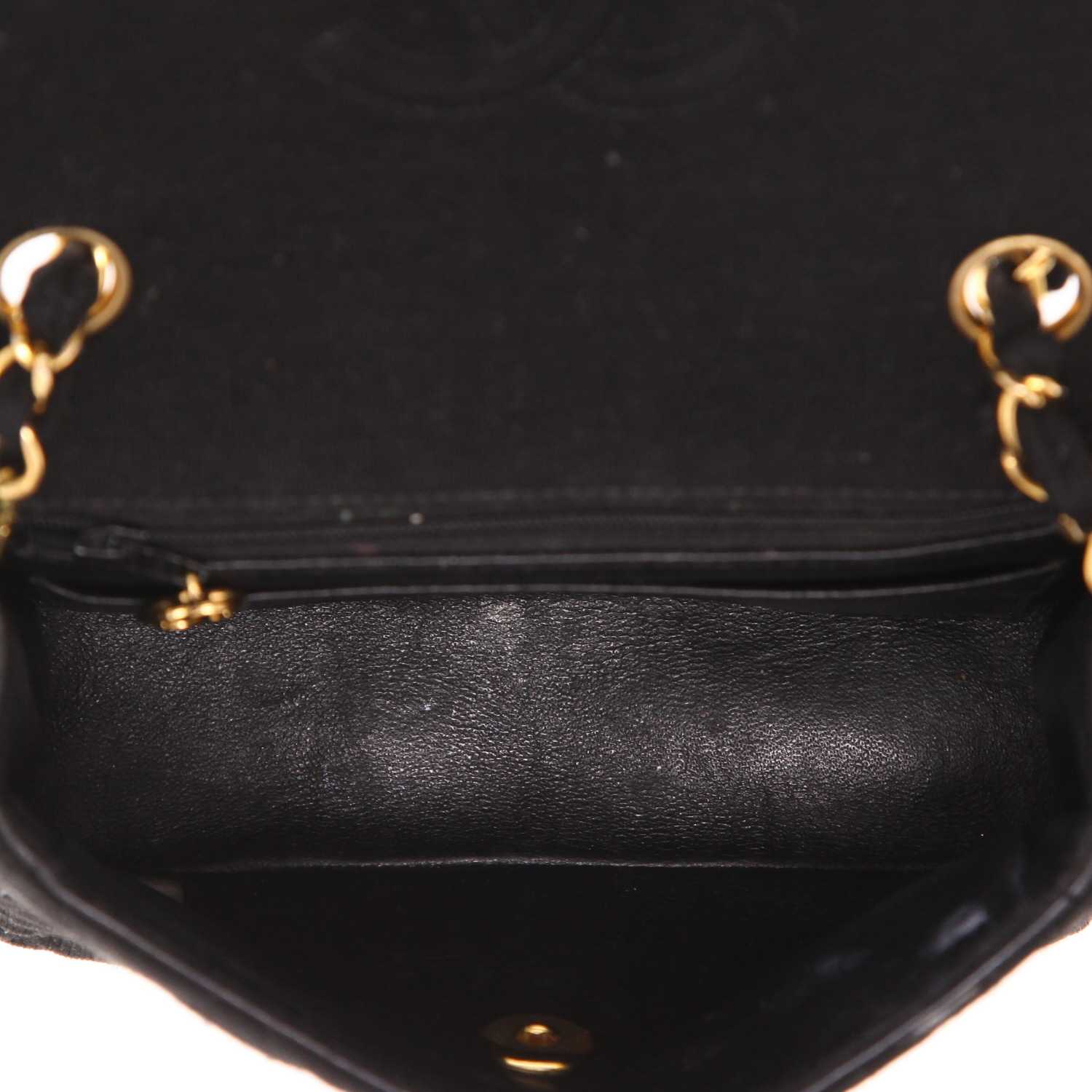 Sac bandoulière Chanel  Mini Carré en toile matelassée noire - Detail D3