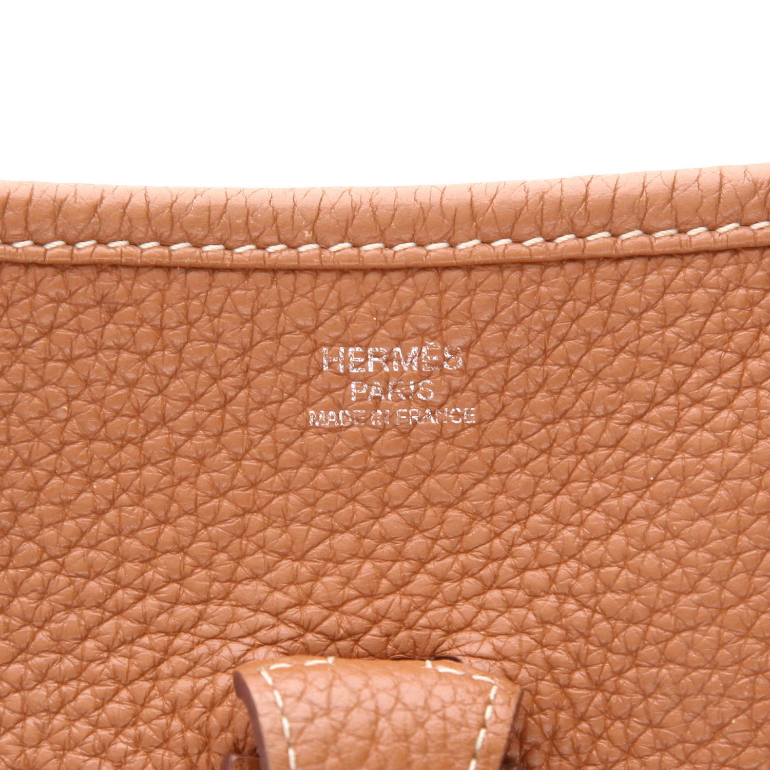 Hermès  Evelyne shoulder bag  in gold togo leather - Detail D2