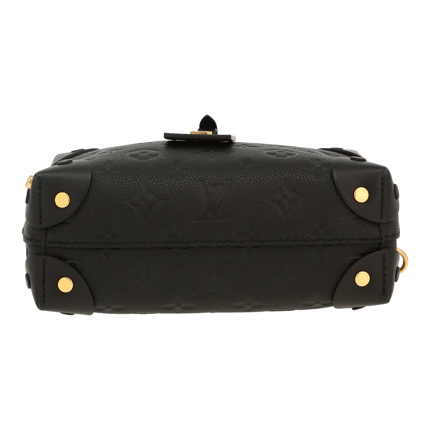 Bolso bandolera Louis Vuitton  Petite Malle Souple en cuero monogram huella negro y cuero negro - Detail D1